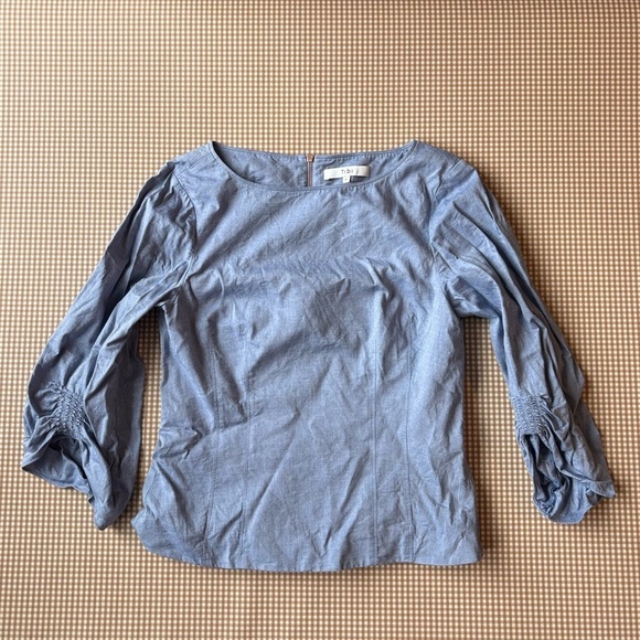 TIBI Women’s size 6 shirt top ruched sleeve. Back zipper. Cotton - Picture 8 of 14